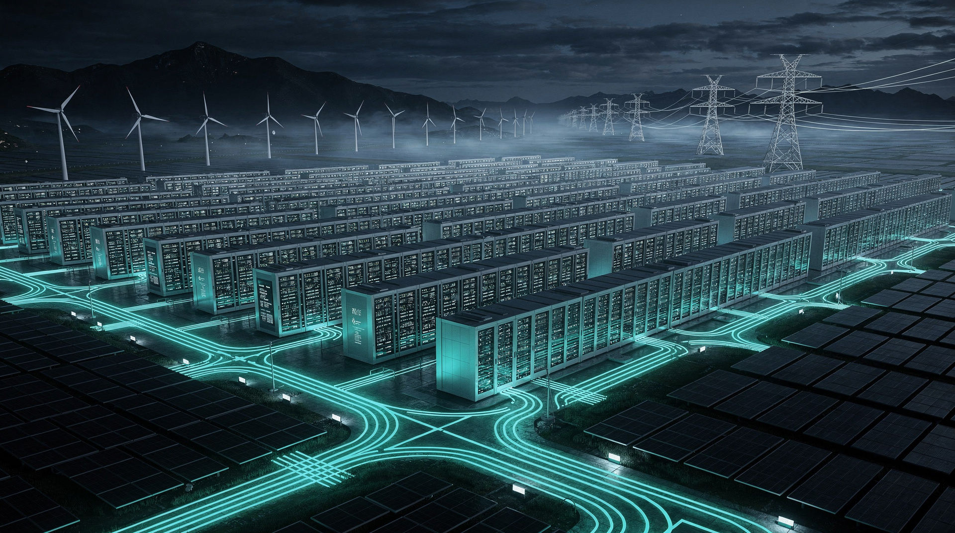 China is doubling its data center capacity by 2030, powered by the world's largest renewable energy buildout. While 36 US data centers were blocked in a single year, China is building without friction — and winning the AI energy race.